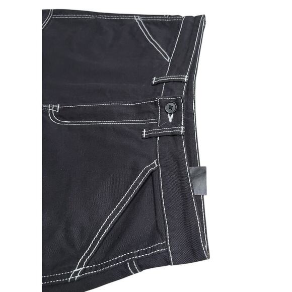 H&M DIVIDE Women’s Black Twill Loose‎ Cargo Pants - Wide Leg White Stitching - 8 - Picture 5 of 7